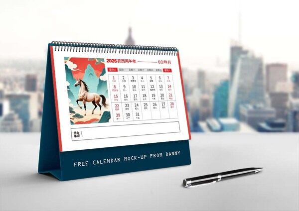 2026农历丙午年一马当先三月日历