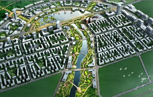 现代城市规划城市景观鸟瞰图