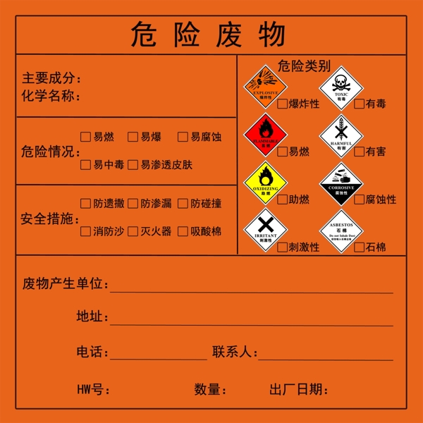 危险废物多品类标志贴