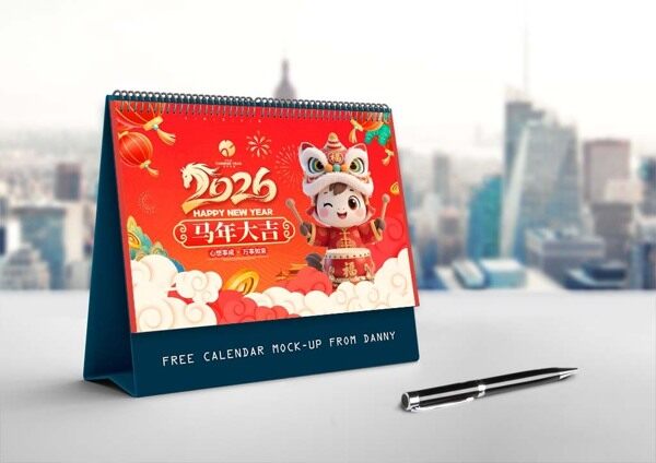 2026马年大吉心想事成红色中式日历台历