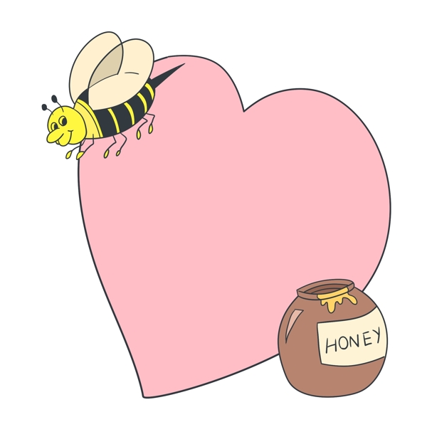 小蜜蜂心形边框装饰