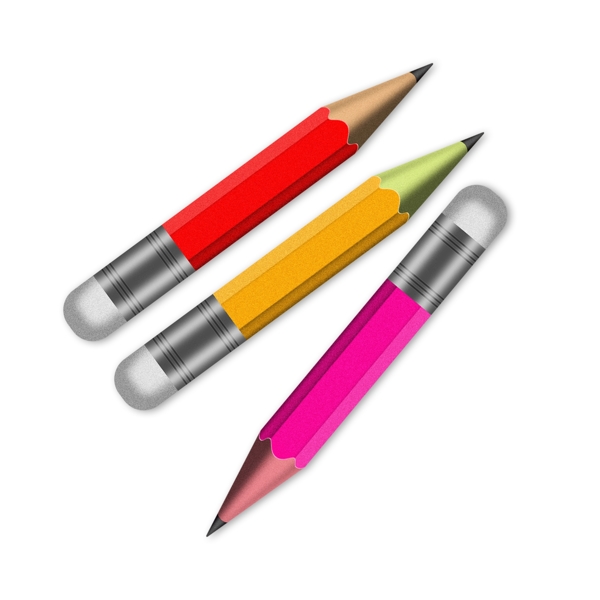 学习工具素材元素不同颜色的铅笔