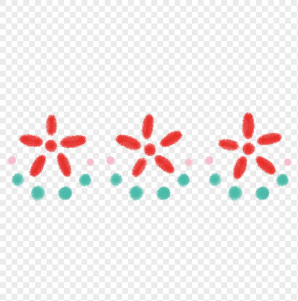 点绘红花绿叶卡通手账装饰图案