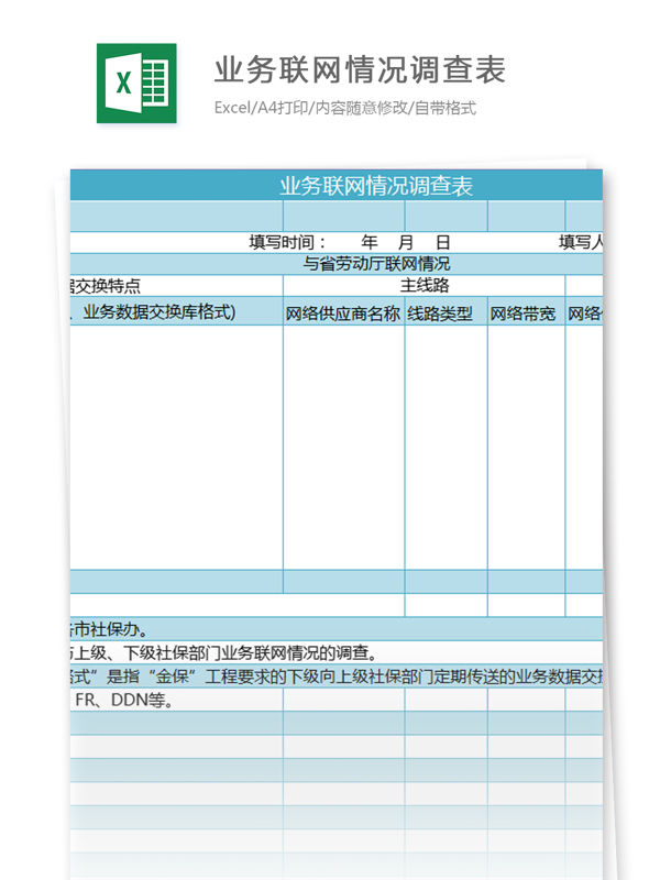 业务联网情况调查表excel模板