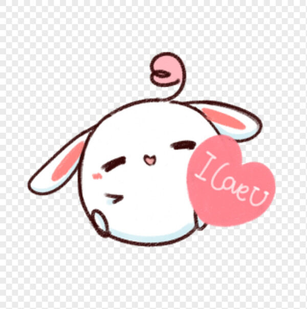 白色圆嘟嘟兔子笑眯眯拿爱心告白我爱你