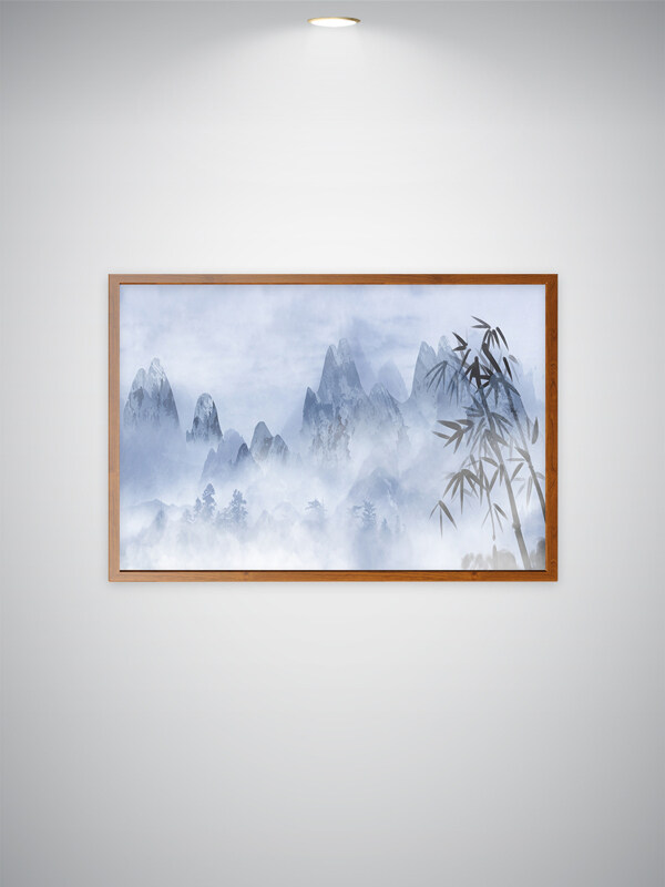 山水风景东方美学雾气弥漫水墨画