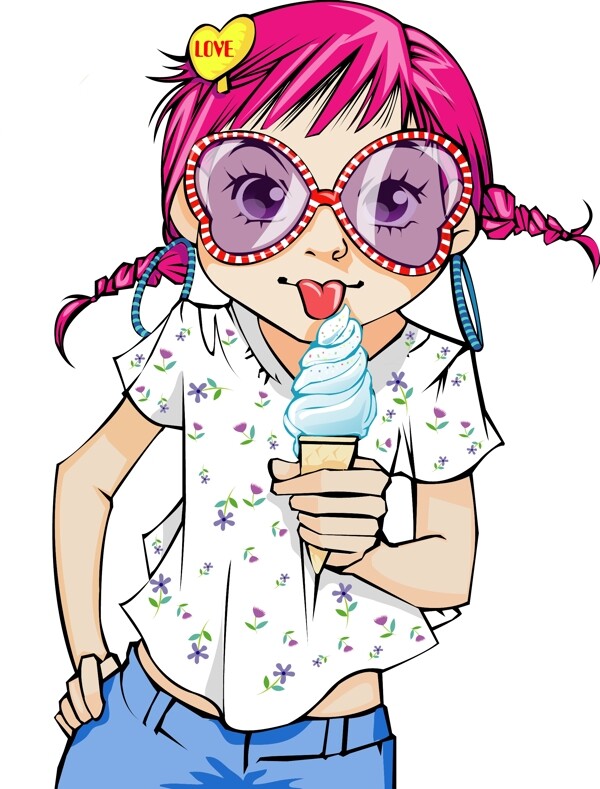 吃冰淇淋女生图片