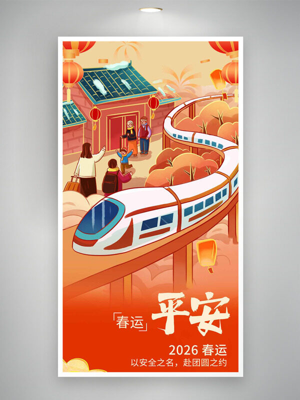 以安全之名赴团圆之约平安春运节日氛围海报