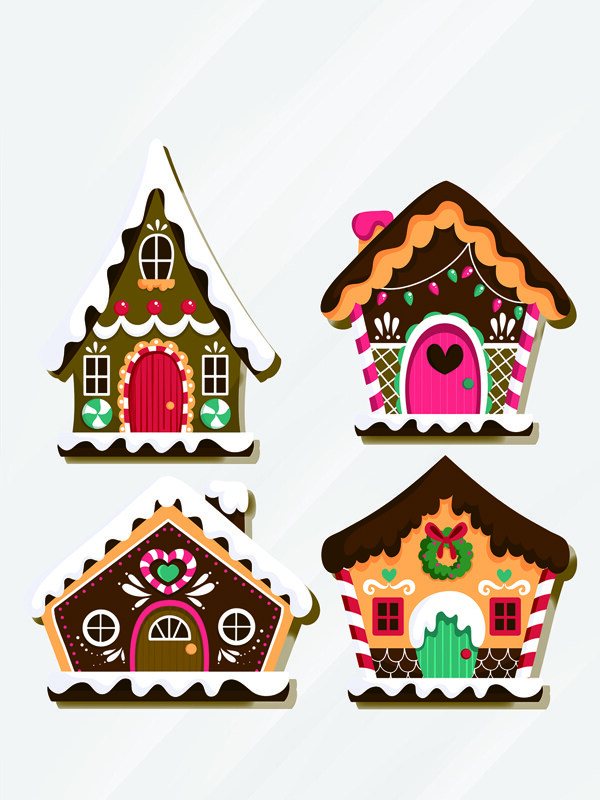 创意手绘卡通圣诞姜饼屋设计