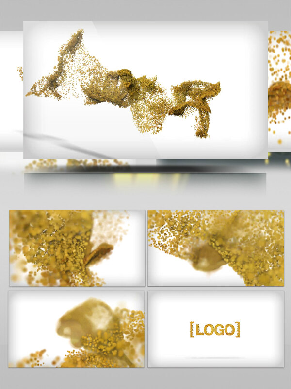 年终总结开场金色花瓣粒子汇聚logo演绎