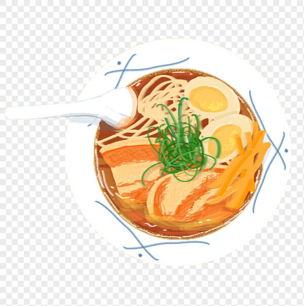 手绘日式料理叉烧大肉溏心蛋骨汤面免抠美食元素