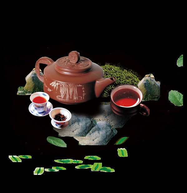 雅致褐色磨砂茶具产品实物