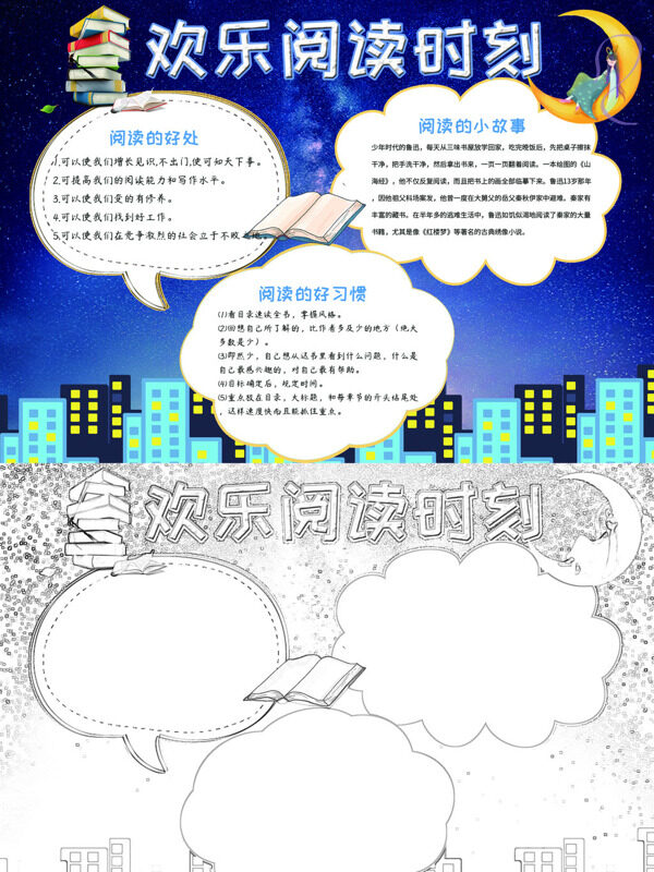 欢乐阅读时刻阅读的好处与习惯手抄报