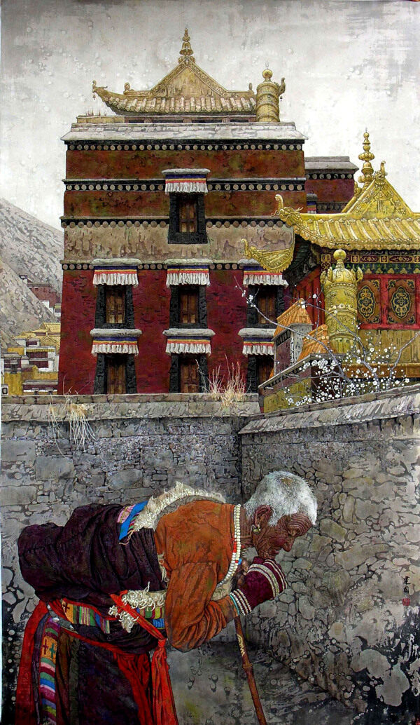 藏族老人图片