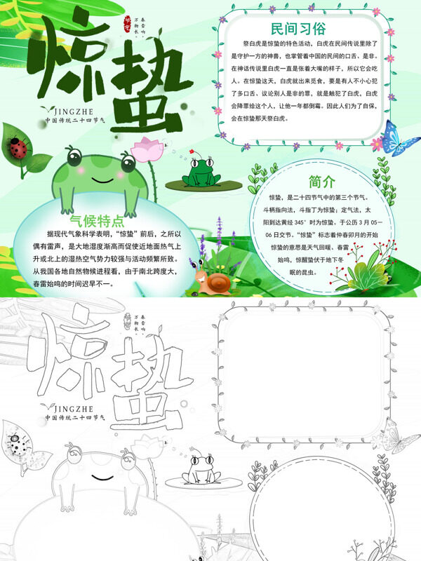 可爱惊蛰惊蛰介绍手抄报