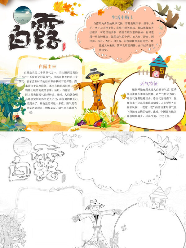 精美白露节气介绍手抄报