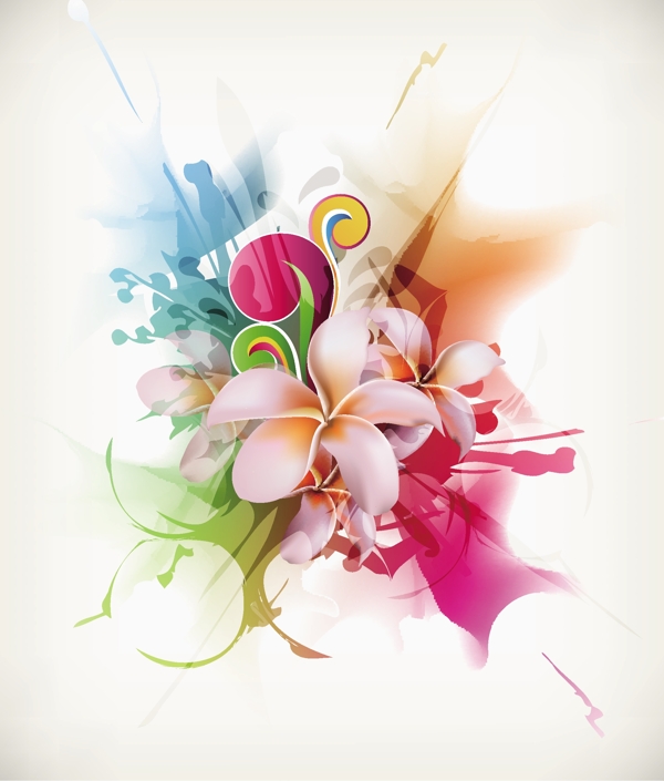 五颜六色的花卉插图