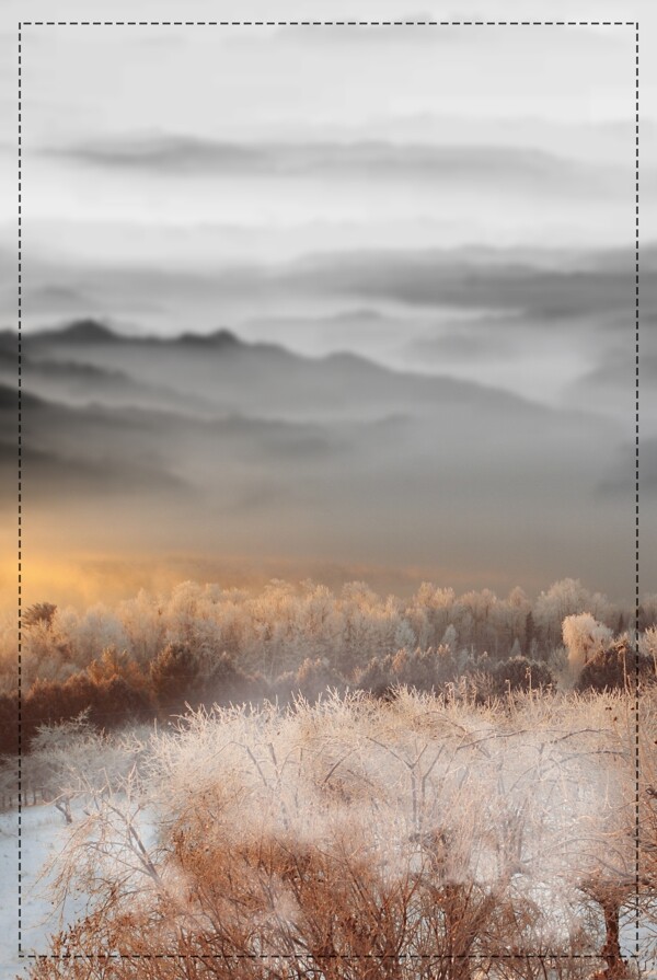 中国风水墨云雾冬季海报背景
