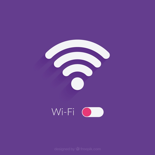 简约白色Wifi图标紫色背景