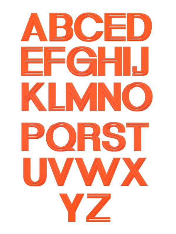 手绘创意橘红色英文字母合集