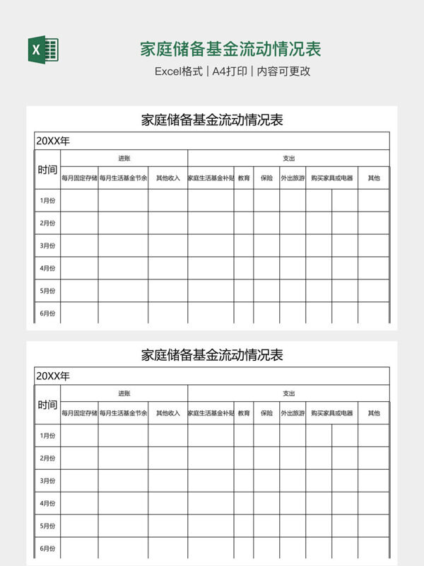 家庭储备基金流动情况表