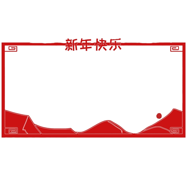 红色喜庆新年边框插画