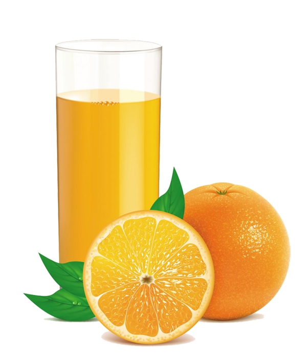 一杯橙汁水果元素
