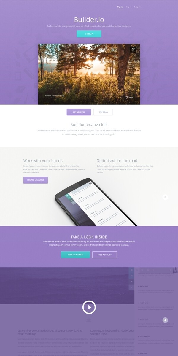 紫色简洁时尚网页UI设计模板