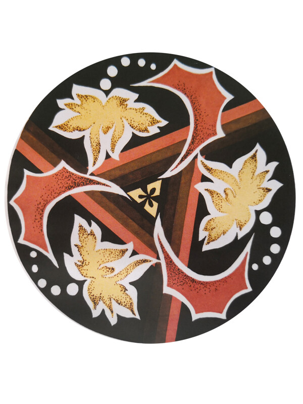 传统   抽象花卉草木 底图底纹  图案背景贴图 圆形黄花红叶旋转