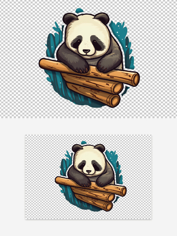 创意熊猫 卡通贴纸。免抠元素 免抠设计 免抠创意。免抠熊猫。大熊猫贴纸