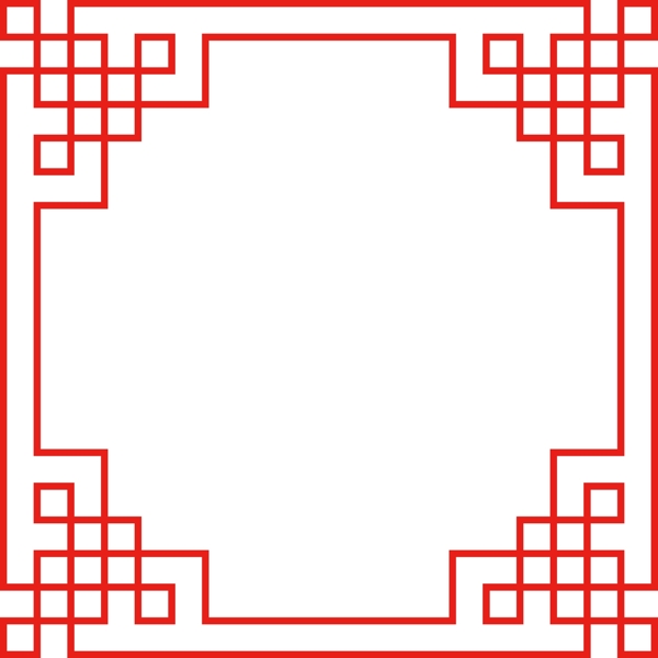 中国风红色正方形矢量海报边框透明png