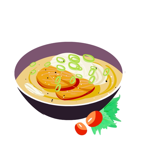 中式美味午餐面条手绘插画