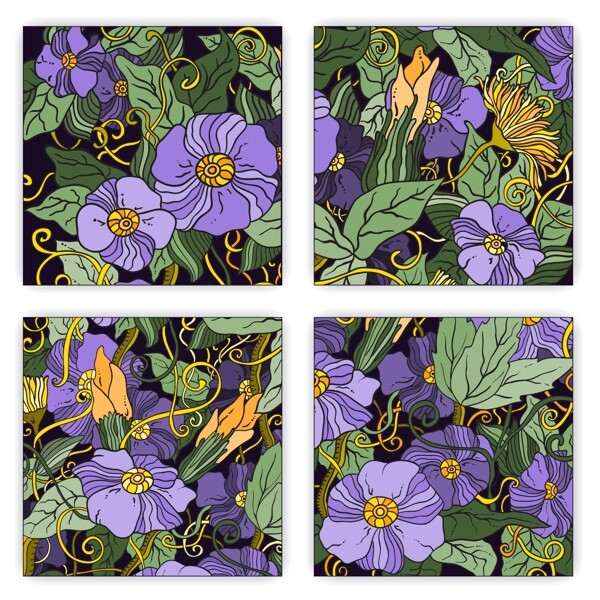 紫色花卉矢量背景图设计