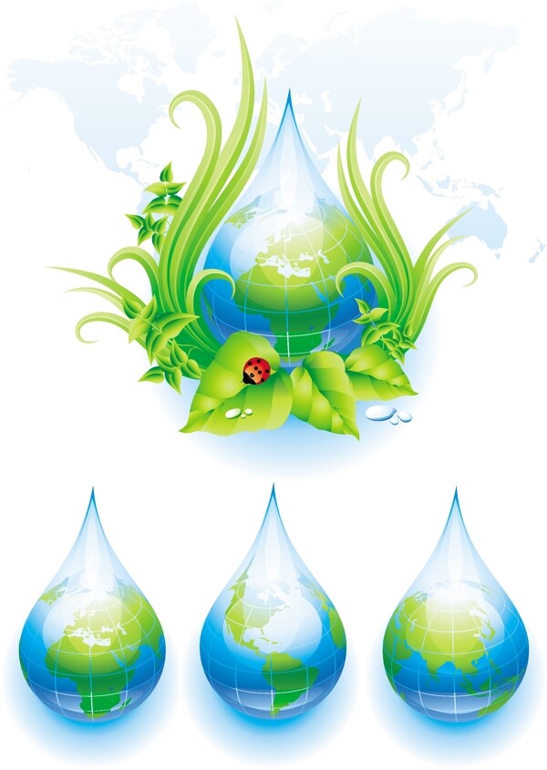 动感绿色环保水珠水滴地球图片