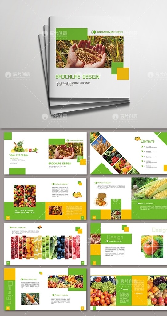 农业农产品绿色食品简约环保画册图片