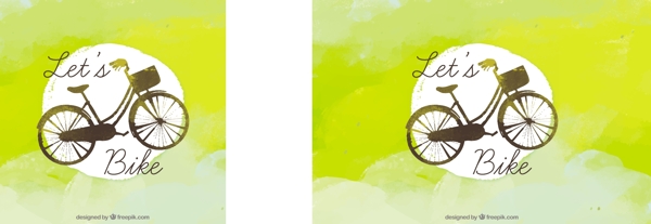 水彩画的背景与老式自行车