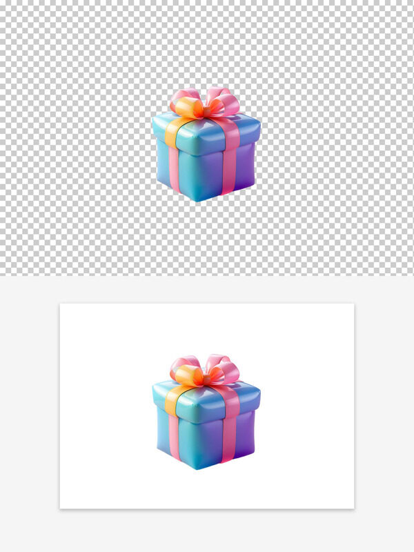 3D卡通彩色礼盒UI图标ICON图标