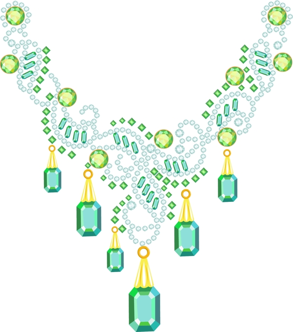 手绘钻石珠宝首饰绿宝石项链