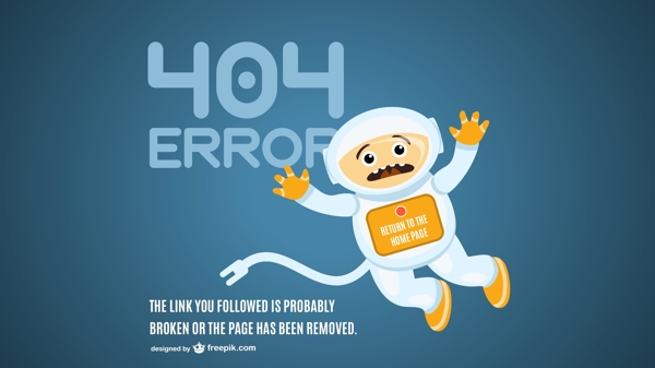 宇航员404页面错误设计矢量素材