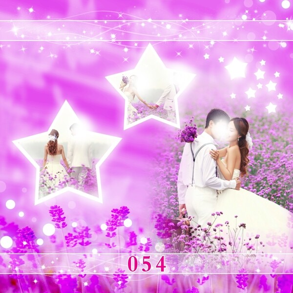 紫色精美婚庆模板设计素材画面海报