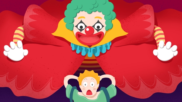 小丑愚人节4月1日搞笑插画