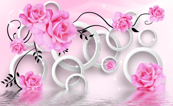 3D花纹玫瑰图片